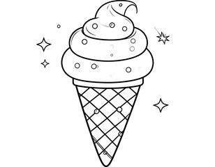 Simple black and white ice cream cone