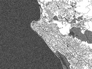 Obraz premium Decorative monochrome illustration of Bengkulu, Indonesia, showing its detailed grid.