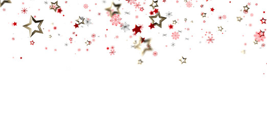 Festive background with red and gold stars and snowflakes. Perfect for Christmas, New Year, and winter holidays.