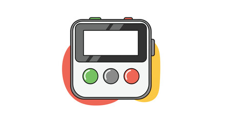A simple digital timer device with three buttons and a screen.