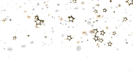 Magical winter background with gold stars and snowflakes. Perfect for holidays.