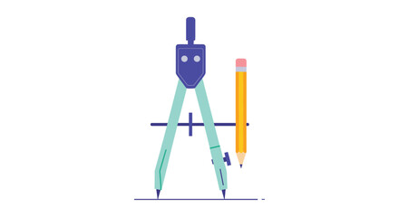 A drafting compass and a pencil are used to draw geometric shapes on a piece of paper for education.