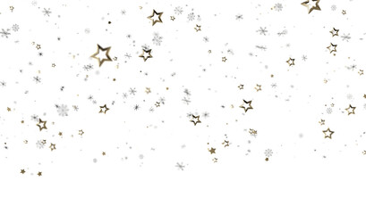 Beautiful festive background with gold stars and snowflakes. Perfect for winter holidays.