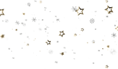 Sparkling winter background with gold stars and snowflakes. Perfect for holidays, celebrations, and winter themes.