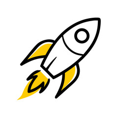 Fototapeta premium Rocket ship illustration vector graphic for startup business launch and space exploration design element concept