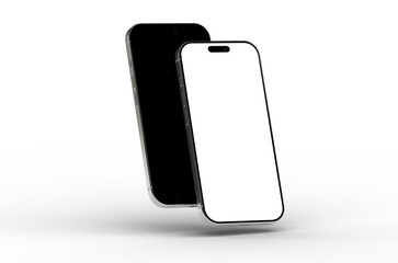 High-quality mockup of two smartphones with blank screens, perfect for app presentations or website designs.