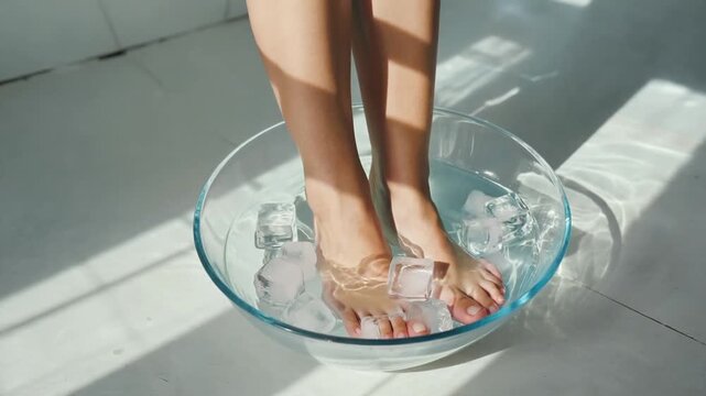 Feet in a bucket of ice.