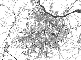 Naklejka premium Decorative monochrome illustration of Bhilwara, India, showing its detailed grid.