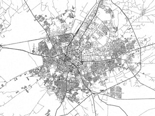 Naklejka premium Black and white cartographic illustration of Bikaner, India, in hand-drawn sketch form.