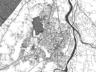 Obraz premium Stylized black and white urban map of Bhubaneswar, India, hand-drawn style for decor and creative use.