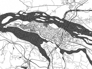 Naklejka premium Artistic urban sketch of Cuttack, India, detailed in black and white map form.