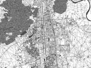 Naklejka premium Minimal poster-style map of Faridabad, India, hand-drawn style in monochrome.