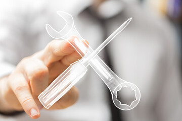 Repair, maintenance, solution, tools, technology, support, service, fix, help, digital, innovation, business, concept, problem, efficient,
