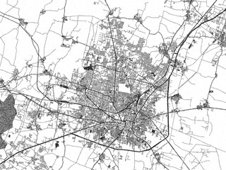 Decorative monochrome illustration of Guntur, India, showing its detailed grid.