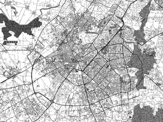 Obraz premium Monochrome sketch map of Gurgaon, India, ideal for posters, prints, and travel design.