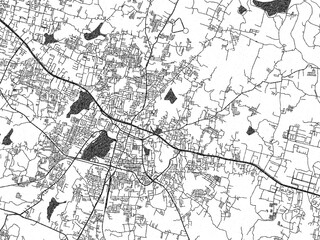 Poster-style sketch map of Hosur, India, designed in artistic monochrome.