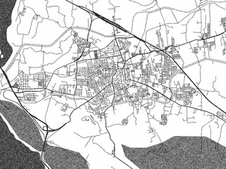 Fototapeta premium Urban black and white map of Hospet, India, designed in a sketch style for prints.