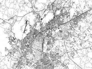 Poster-ready monochrome city map of Jodhpur, India, with detailed streets and rivers.