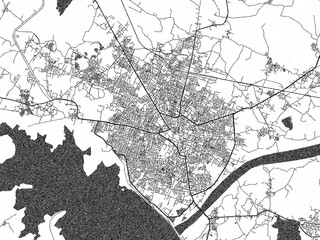 Monochrome sketch map of Karimnagar, India, ideal for posters, prints, and travel design.