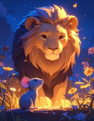 Obraz premium The Lion and a Mouse — A Storytelling Anime