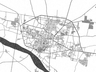 Naklejka premium Detailed artistic sketch map of Proddatur, India, in monochrome black and white.