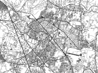 Fototapeta premium Decorative monochrome illustration of Pimpri, India, showing its detailed grid.