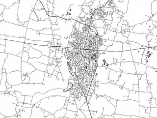 Poster-ready black and white illustration map of Raiganj, India, detailed and artistic.