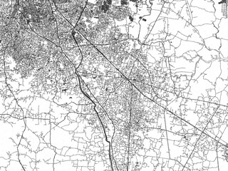 Obraz premium Sketch-style black and white map of Rajpur Sonarpur, India, perfect for illustration and wall art.