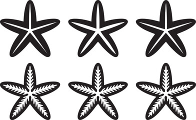 Obraz premium Decorative Starfish Silhouette Vector Icons Set for Seaside and Tropical Use