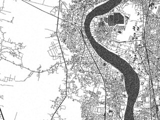 Obraz premium Minimalist monochrome city map of Shrirampur, India, illustrated with urban detail.