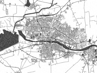 Fototapeta premium Artistic monochrome city map of Surendranagar, India, created in a hand-drawn style.