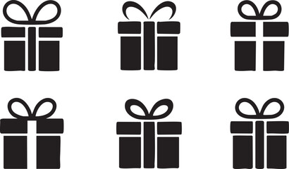 Collection of Present Silhouette Icons for Holiday Celebration Vector Design