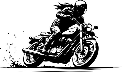 Black and White Motorcycle Rider Silhouettes Vector Bundle