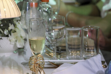 Celebration with elegant glasses filled with champagne joyful gathering suggesting festivity and happiness