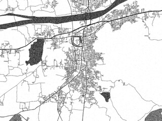 Naklejka premium Stylized decorative city map of Vellore, India, hand-drawn in black and white.