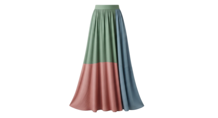 Long flowing colorful skirt with three panels isolated PNG with Transparent Background