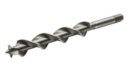 Auger drill bit for woodworking isolated PNG with Transparent Background