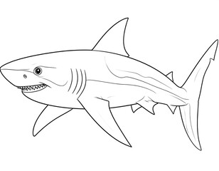 Obraz premium Simple black and white shark drawing