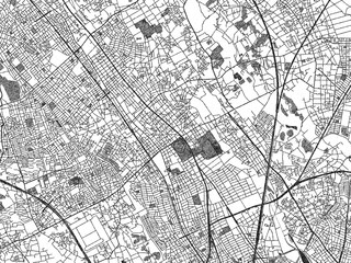 Naklejka premium Poster-ready black and white illustration map of Ageoshimo, Japan, detailed and artistic.