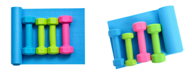 Set of Dumbbells with Fitness Mat