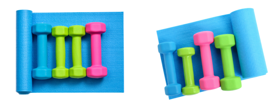 Set of Dumbbells with Fitness Mat