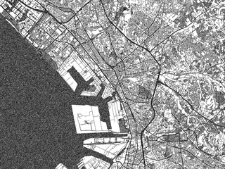 Naklejka premium Minimal poster-style map of Chiba, Japan, hand-drawn style in monochrome.