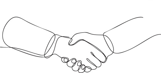Handshake Continuous Line Drawing Vector Representing Business Agreement and Trust