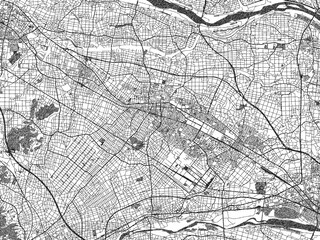 Naklejka premium Decorative black and white map of Fukayacho, Japan, rendered in sketch-like style.