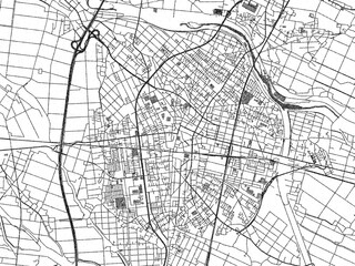 Naklejka premium Decorative monochrome illustration of Furukawa, Japan, showing its detailed grid.