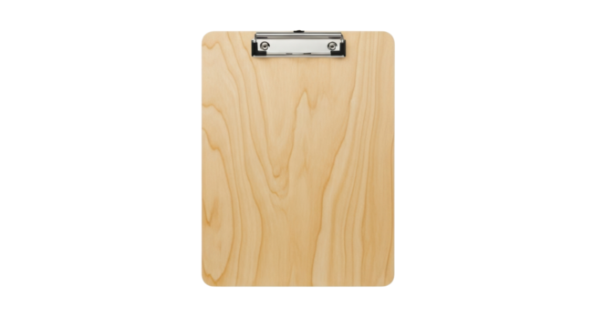 Wooden clipboard for note taking isolated PNG with Transparent Background