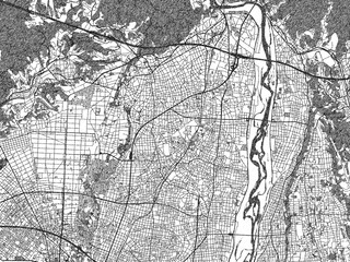 Naklejka premium Black and white map poster of Hamakita, Japan, illustrated in hand-drawn style.