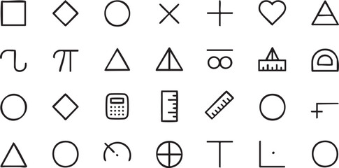 Vector Collection of Mathematical Symbols and Geometric Figures for Education