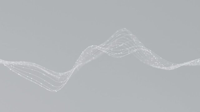Silver strings glowing wave abstract background. Digital data flow, modern technology, elegant scientific seamless looping animation
