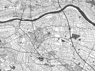 Obraz premium Minimal poster-style map of Hanyu, Japan, hand-drawn style in monochrome.